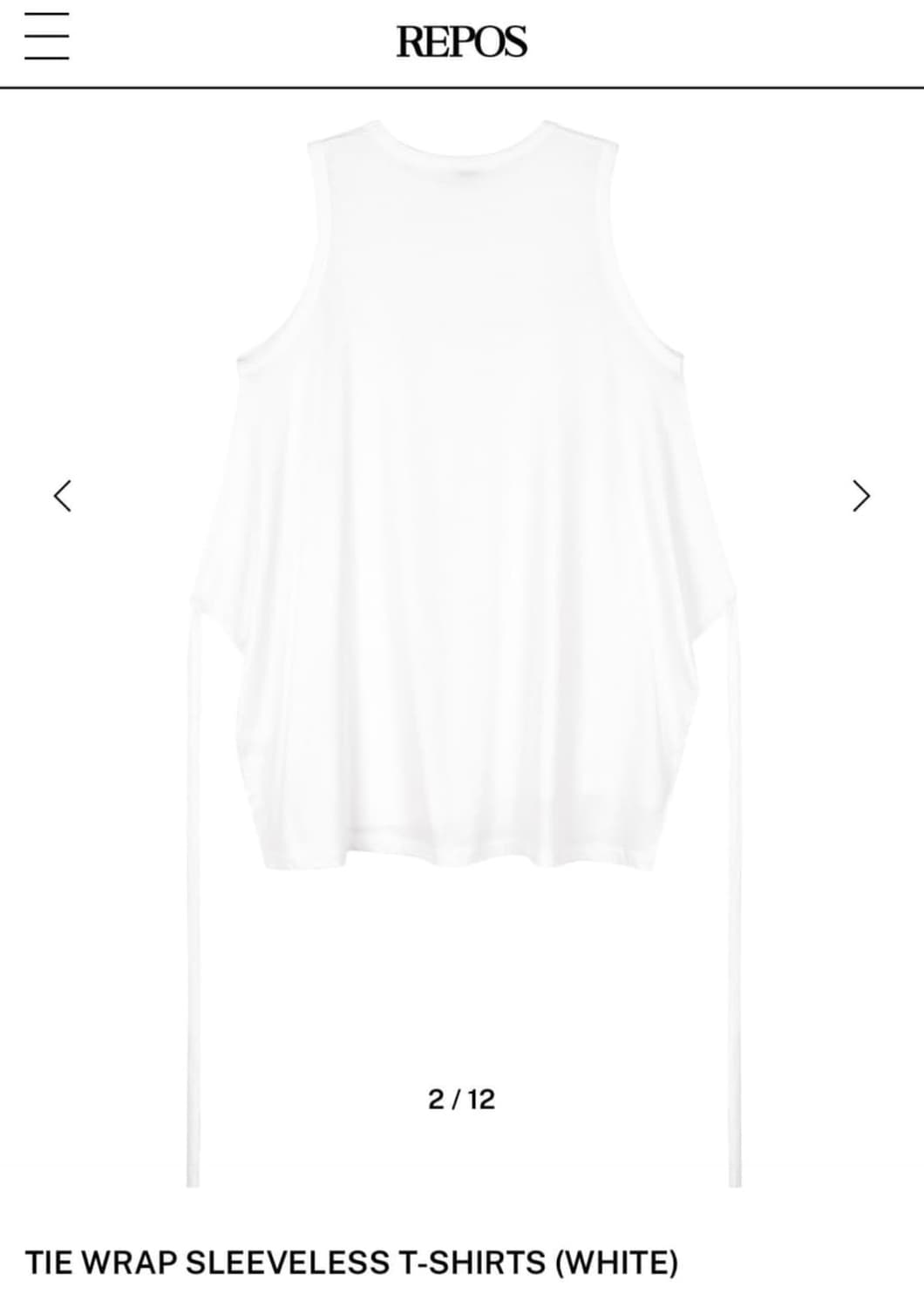 리포스 TIE WRAP SLEEVELESS T-SHIRTS (WHITE) 상품이미지5