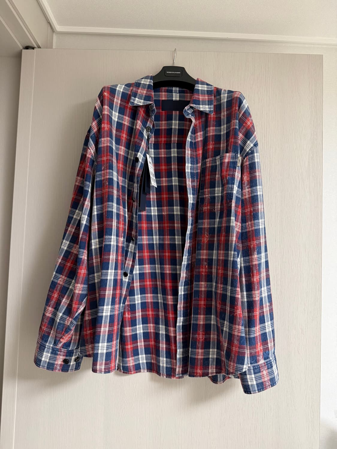 [48] 준지 아일랜드 워싱 브릭 레드 체크 맥스핏 셔츠 - 레드 상품이미지2