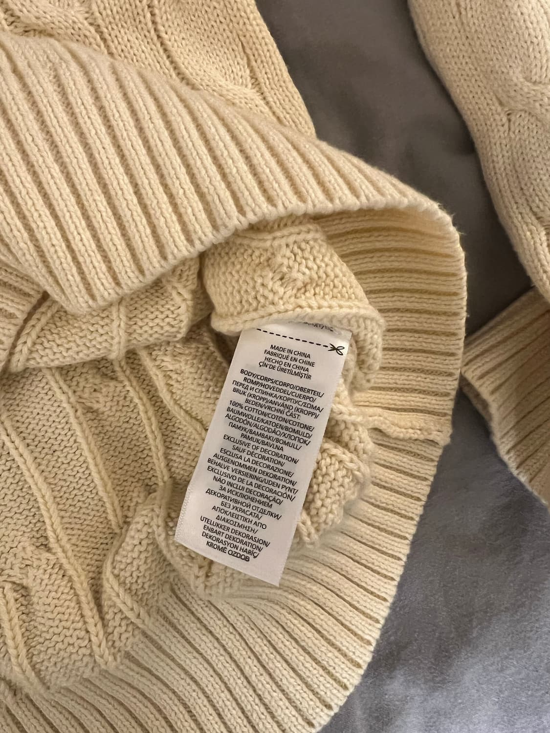 폴로 랄프로렌 케이블 꽈배기 니트 크림색 s 상품이미지6