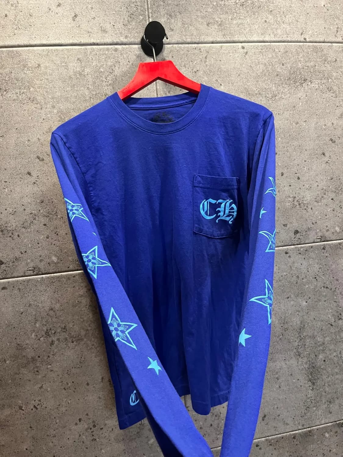 [정품] 크롬하츠 STAR POCKET L/S TEE BLUE M 상품이미지3