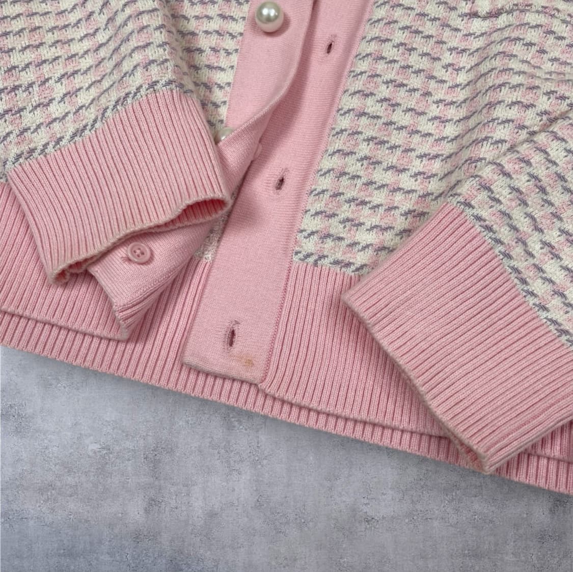 산드로 Sandro 핑크 트위드 진주 니트 쓰리피스 셋업 1 상품이미지4