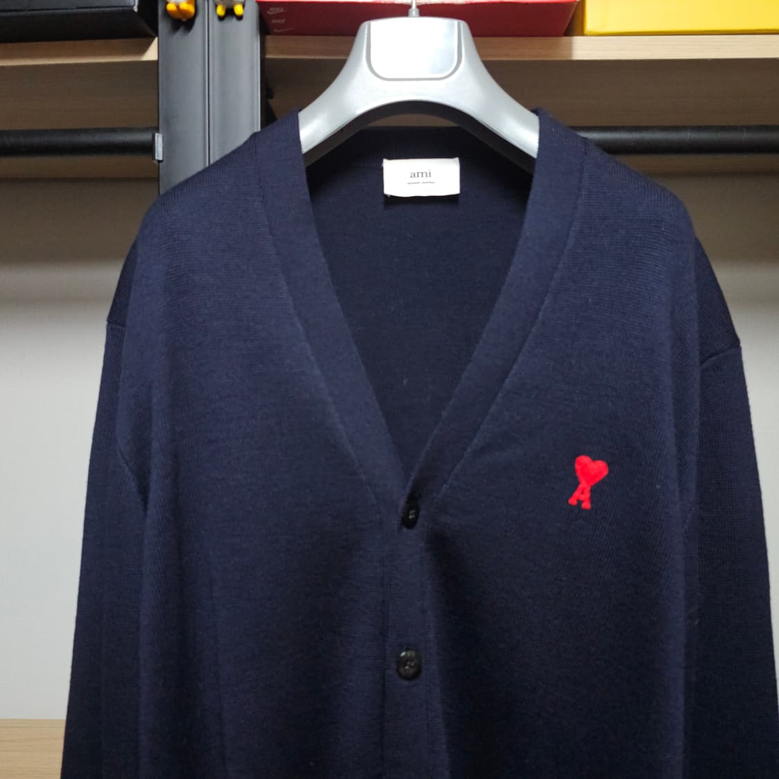 AMI 아미 메리노울 스몰하트로고 남성브이넥가디건 XL 상품이미지3