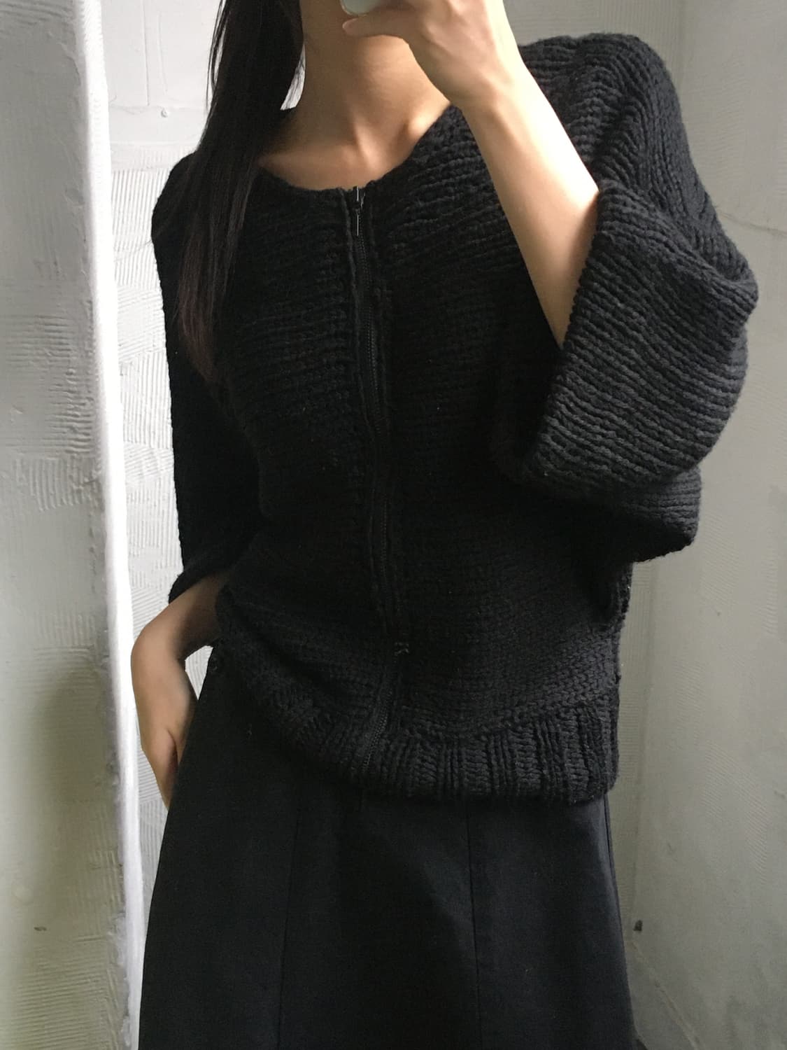 Armani Exchange 아르마니 익스체인지 블랙 니트 집업 상품이미지1