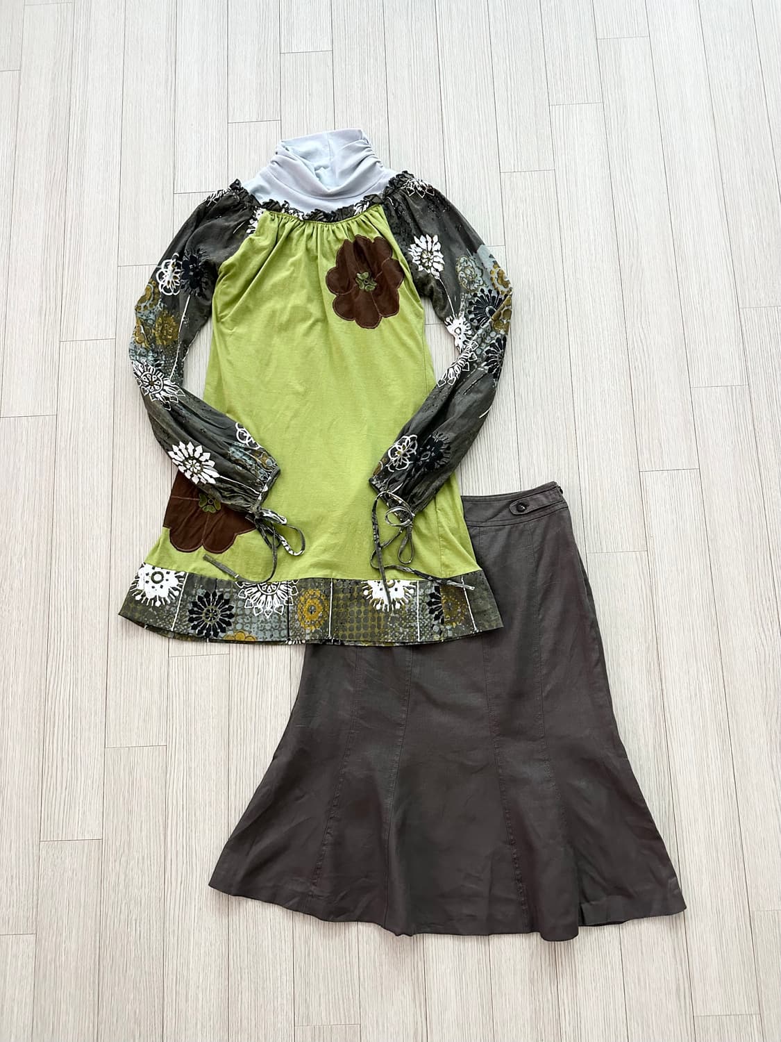 jpn 히피 웨스턴 하구미 스즈코 모리걸 레이어드 코디세트 상품이미지1