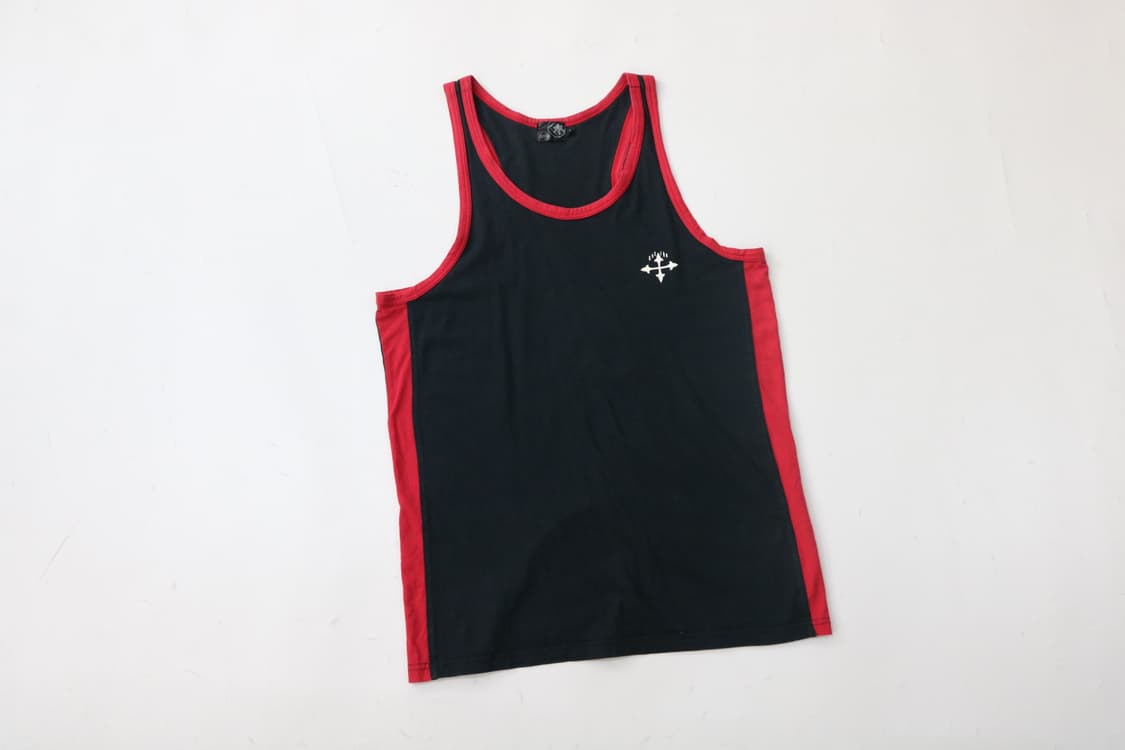 가차 빈티지 십자가 미니 로고 배색 슬리브리스 민소매 티셔츠 (L) 상품이미지2