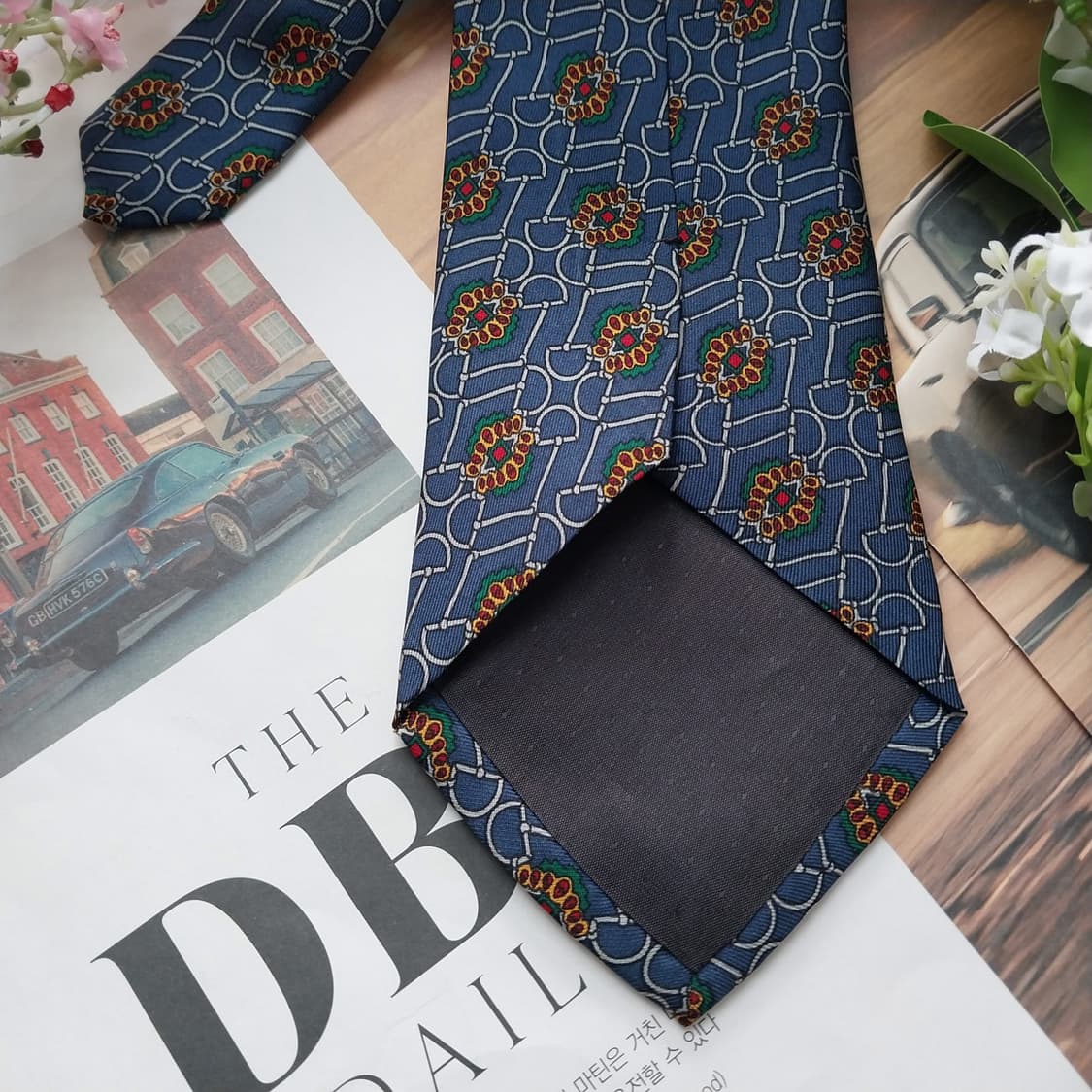 루이 페로 실크 블루 패턴 넥타이 9.5cm A등급 K1686
 상품이미지8