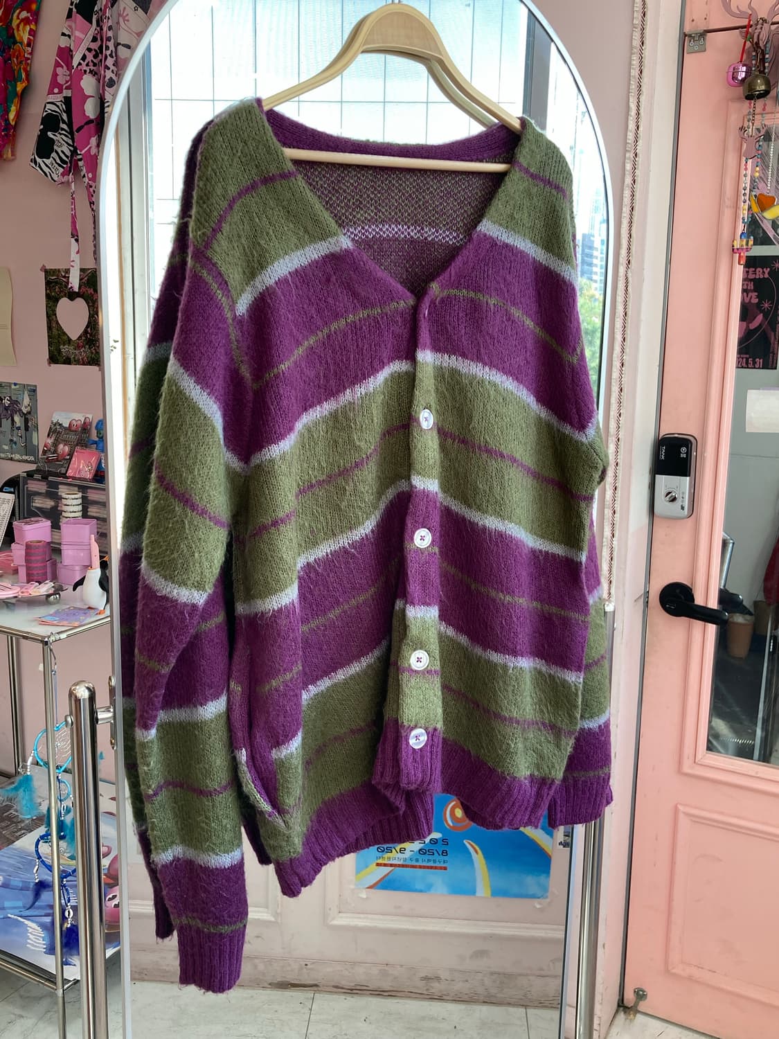 에스닉 배색 스트라이프 가디건 상품이미지1