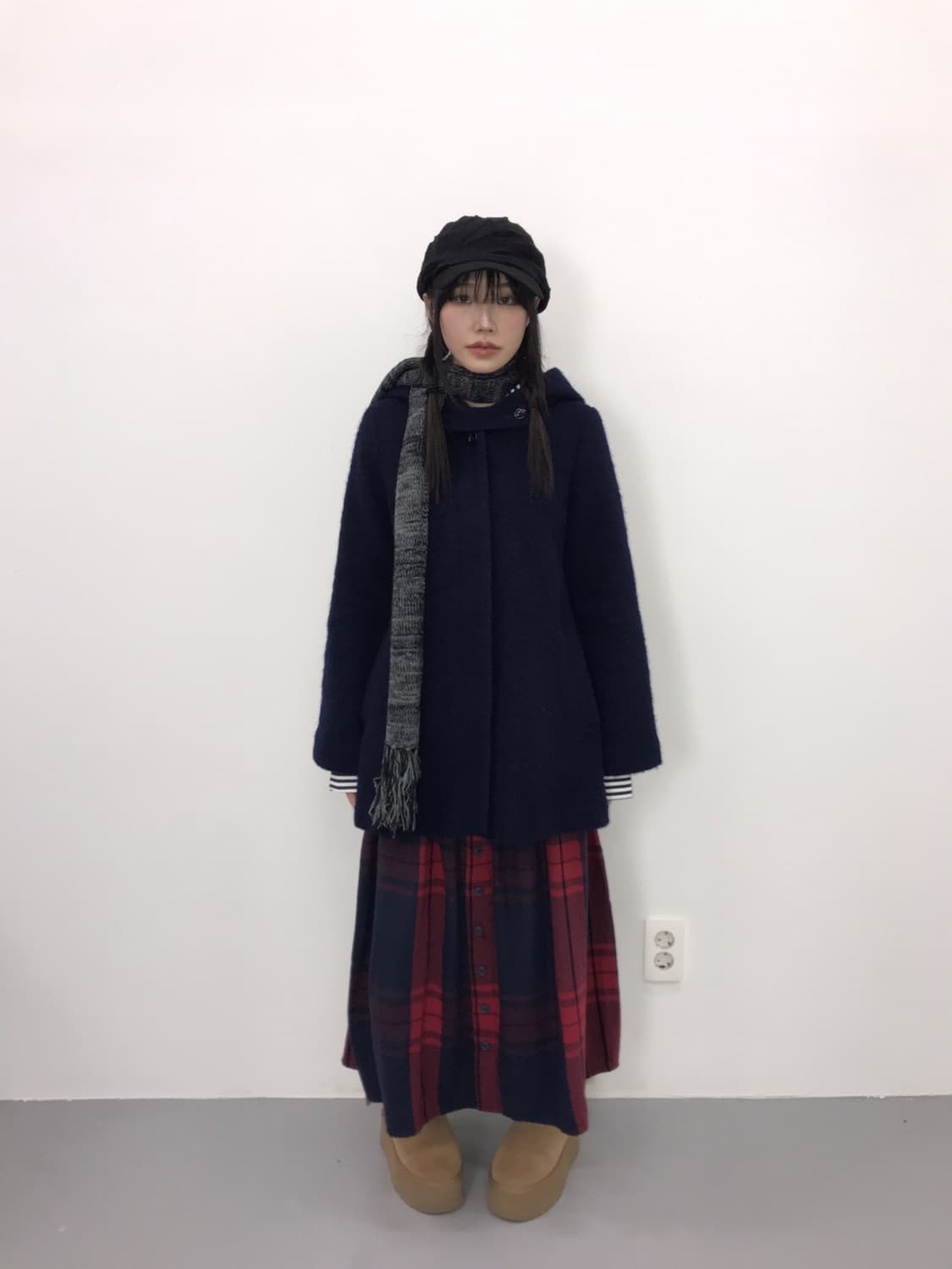 THEORIA Wool Blend Hooded A-Line Coat 상품이미지1