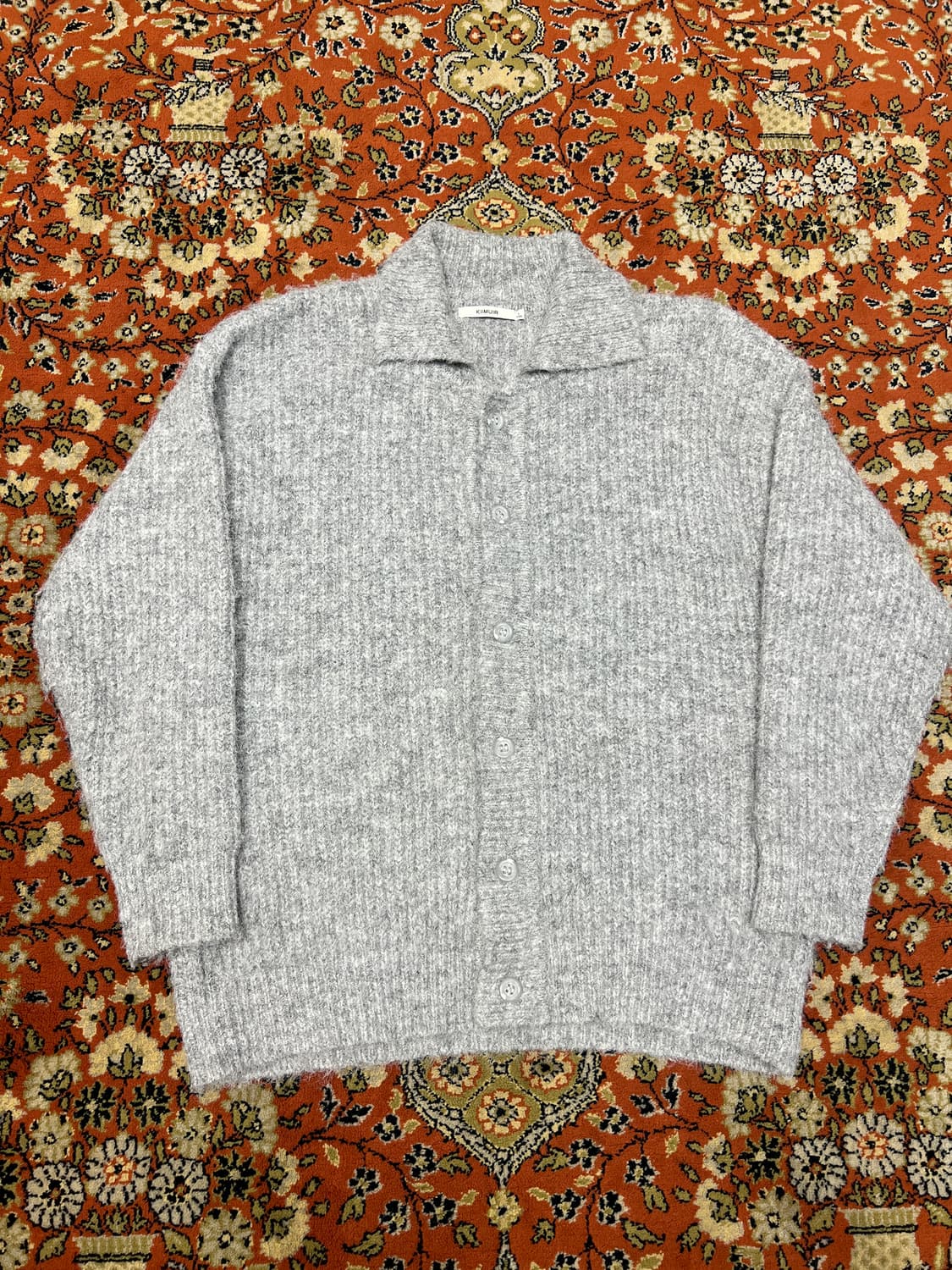 [L] 키뮤어 부클 울 카라 가디건 그레이 상품이미지1