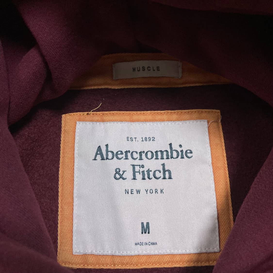 아베크롬비 y2k 타이거 빅로고 버건디 후드티 상품이미지3