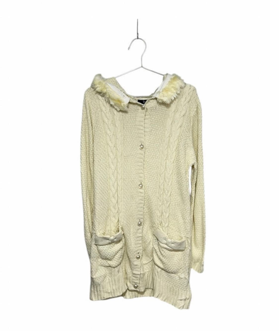 빈티지 아이보리 롱 후드 가디건 상품이미지1