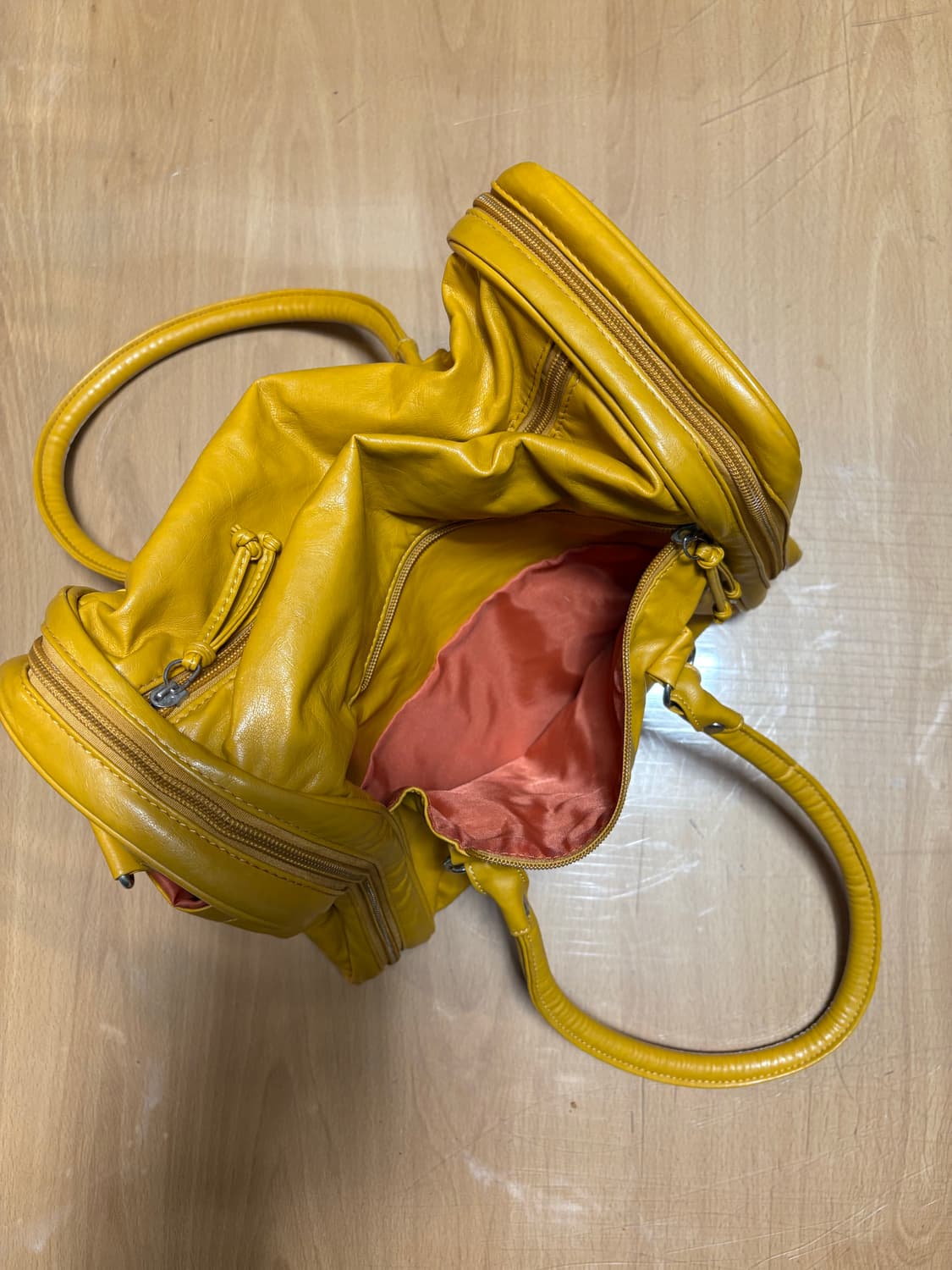 빈티지 옐로우 세미 레더 보스톤 백 상품이미지5