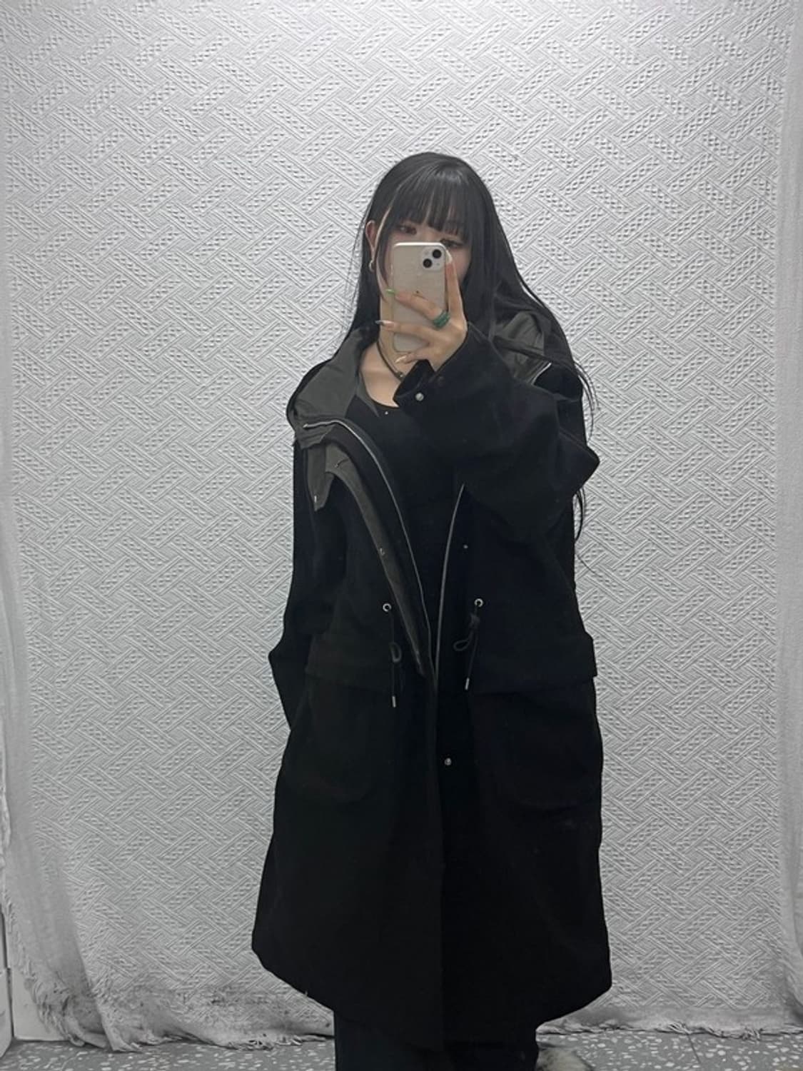 모아 빈티지 모던 캐주얼 후드 롱코트 자켓 L C09173 상품이미지1