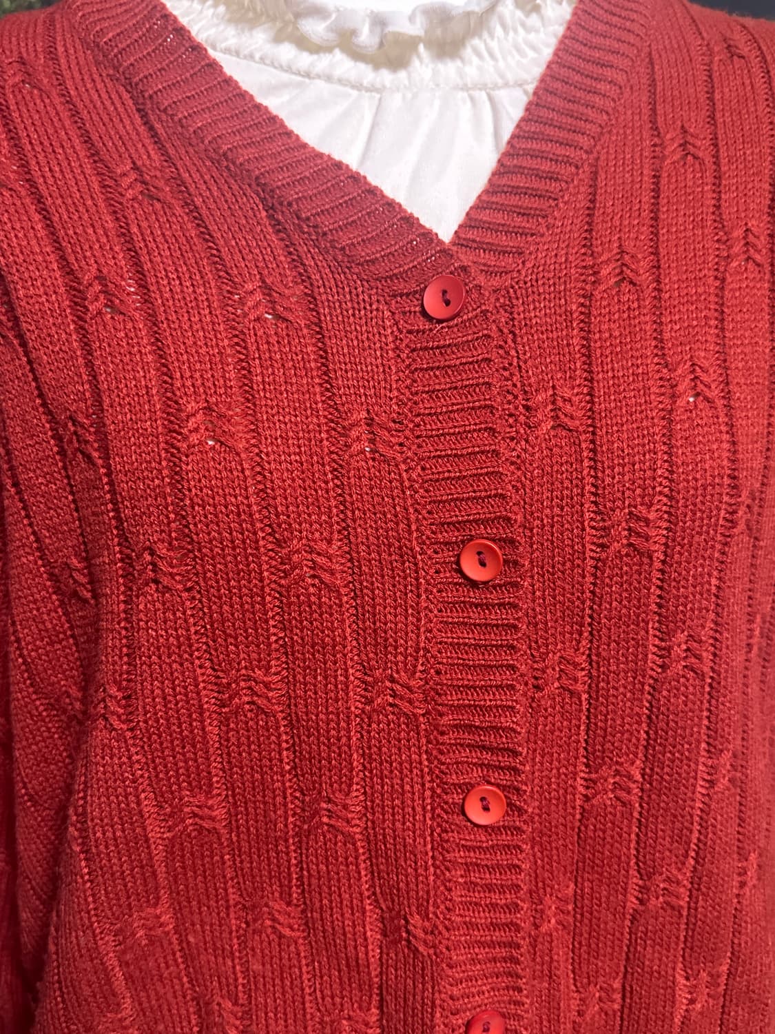 빈티지 레드 니트 가디건 모리 모리걸 상품이미지3