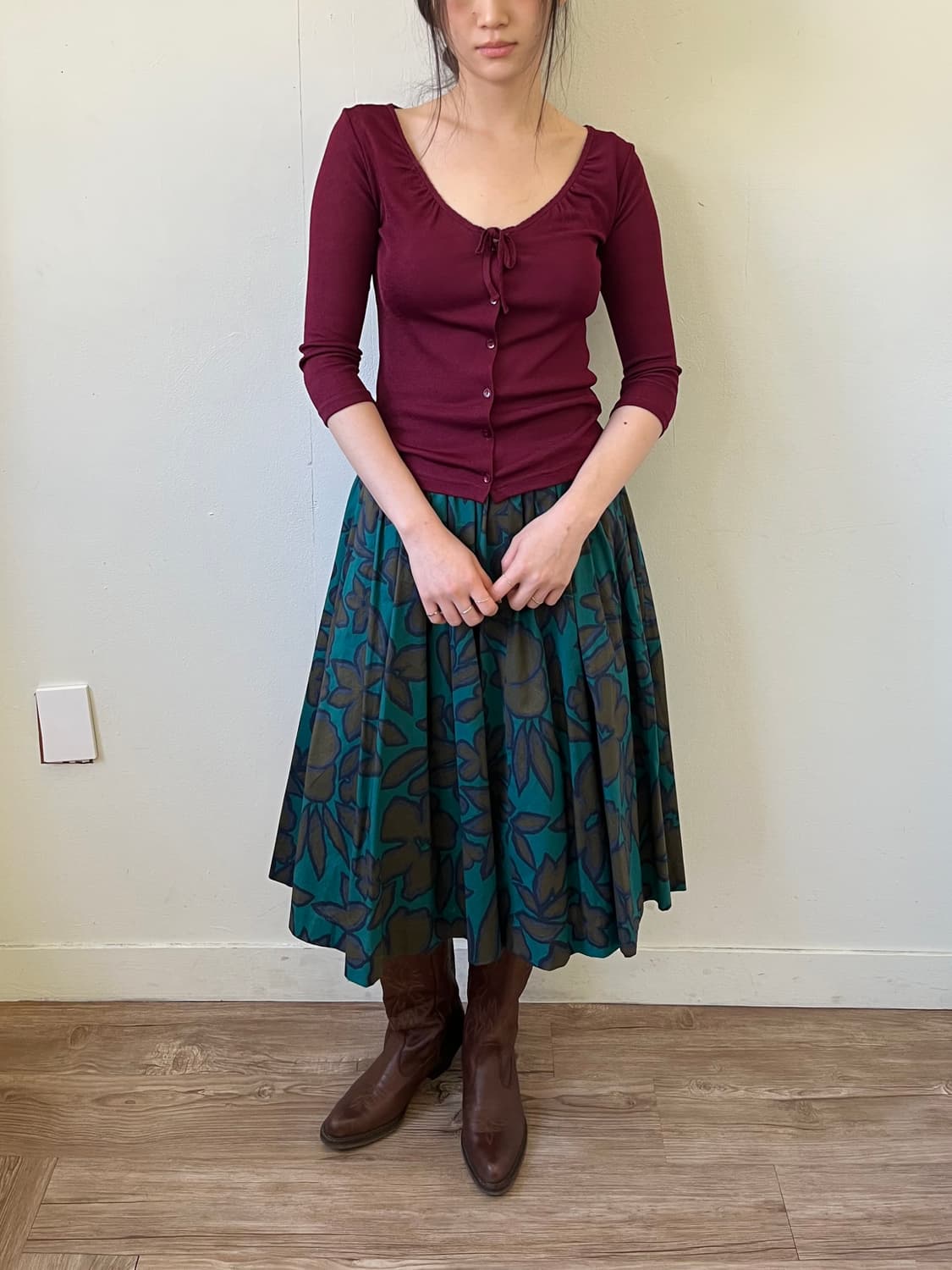 WO HOP 버건디 가디건 상품이미지8