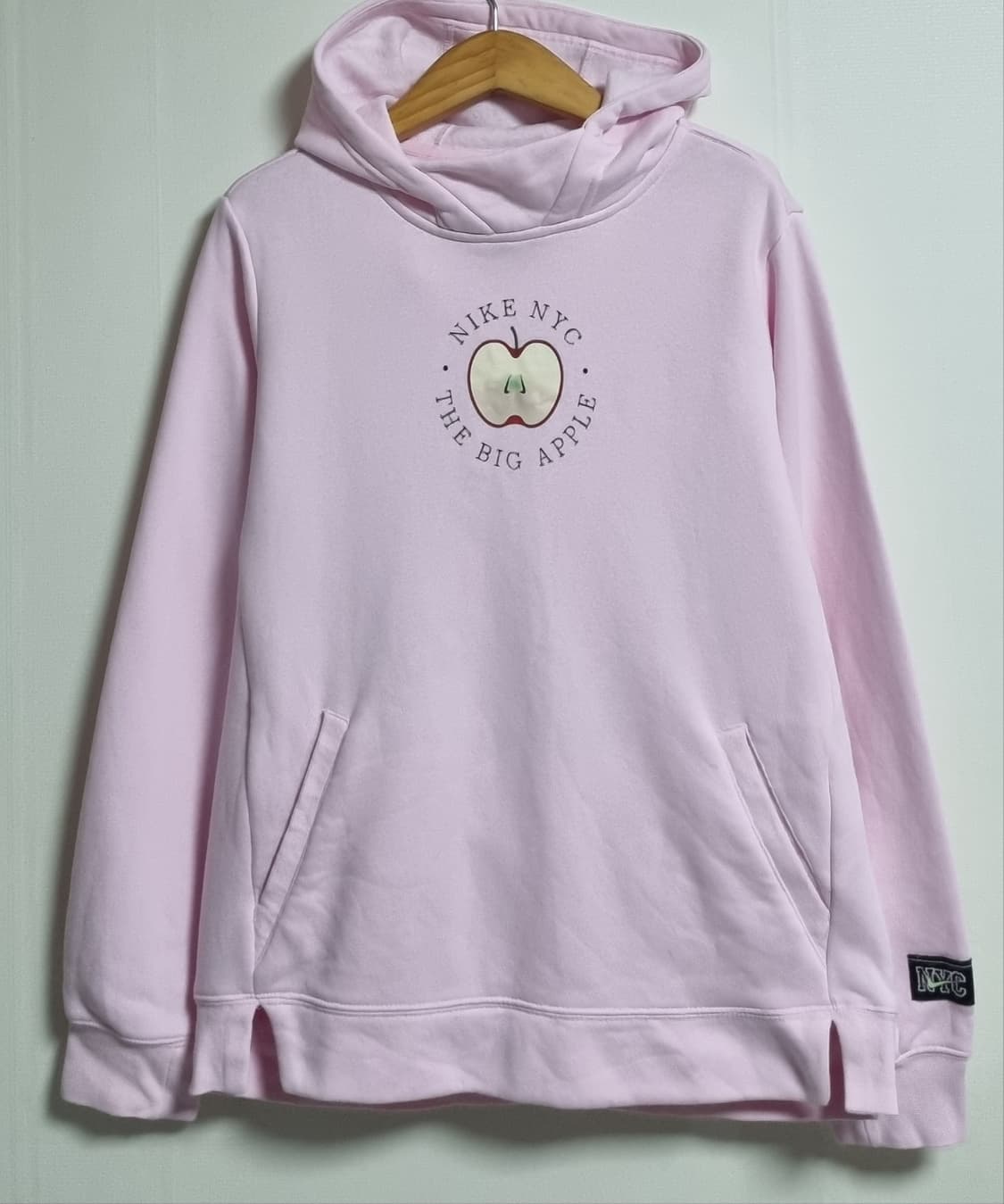 실측 S (55) 나이키 핑크 기모 후드티 상품이미지2