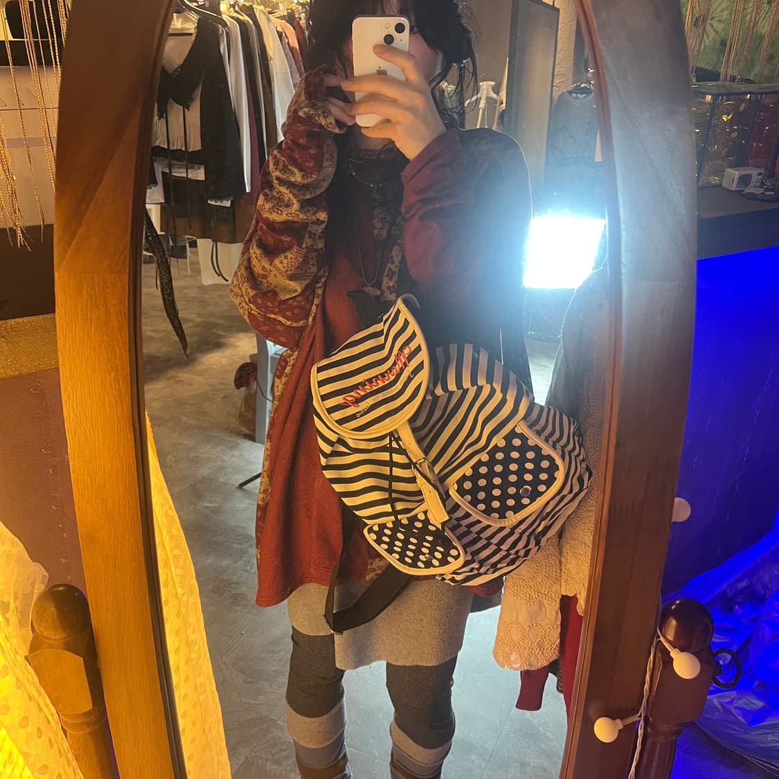 스트라이프 도트 백팩 상품이미지3