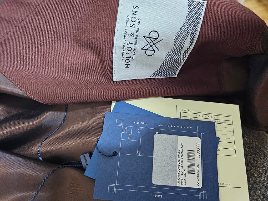 XL ) 도큐먼트 25aw 도네갈 인버티드 플리츠 코트 브라운 상품이미지6