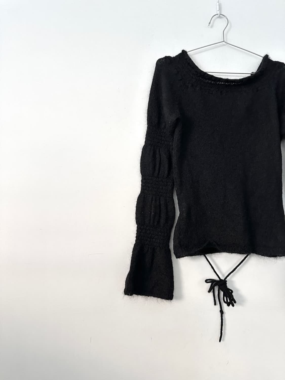 Off shoulder mohair puff knit / black 상품이미지2