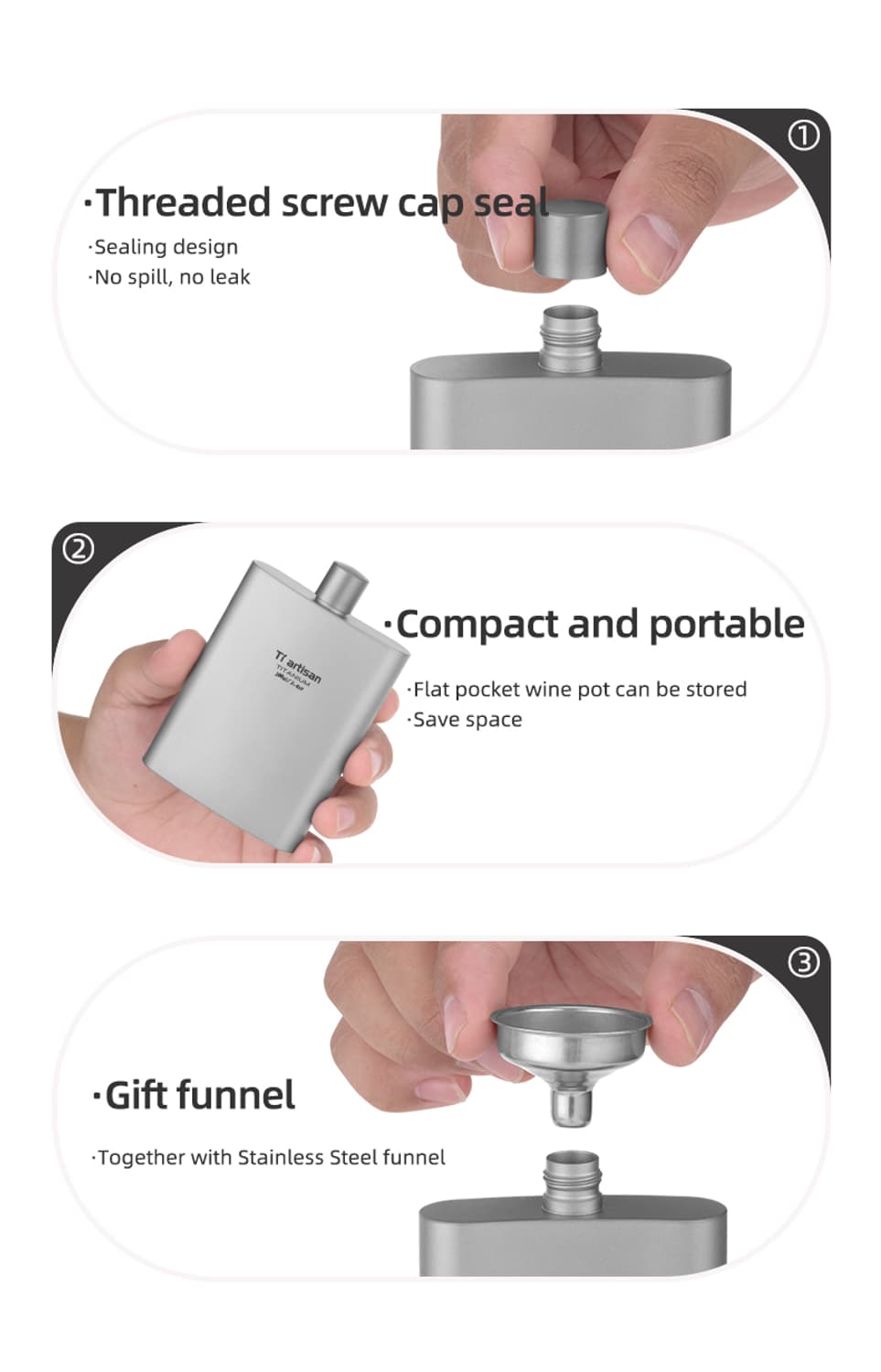 티타늄 힙 플라스크 소주 양주 위스키 텀블러 머그컵 상품이미지7