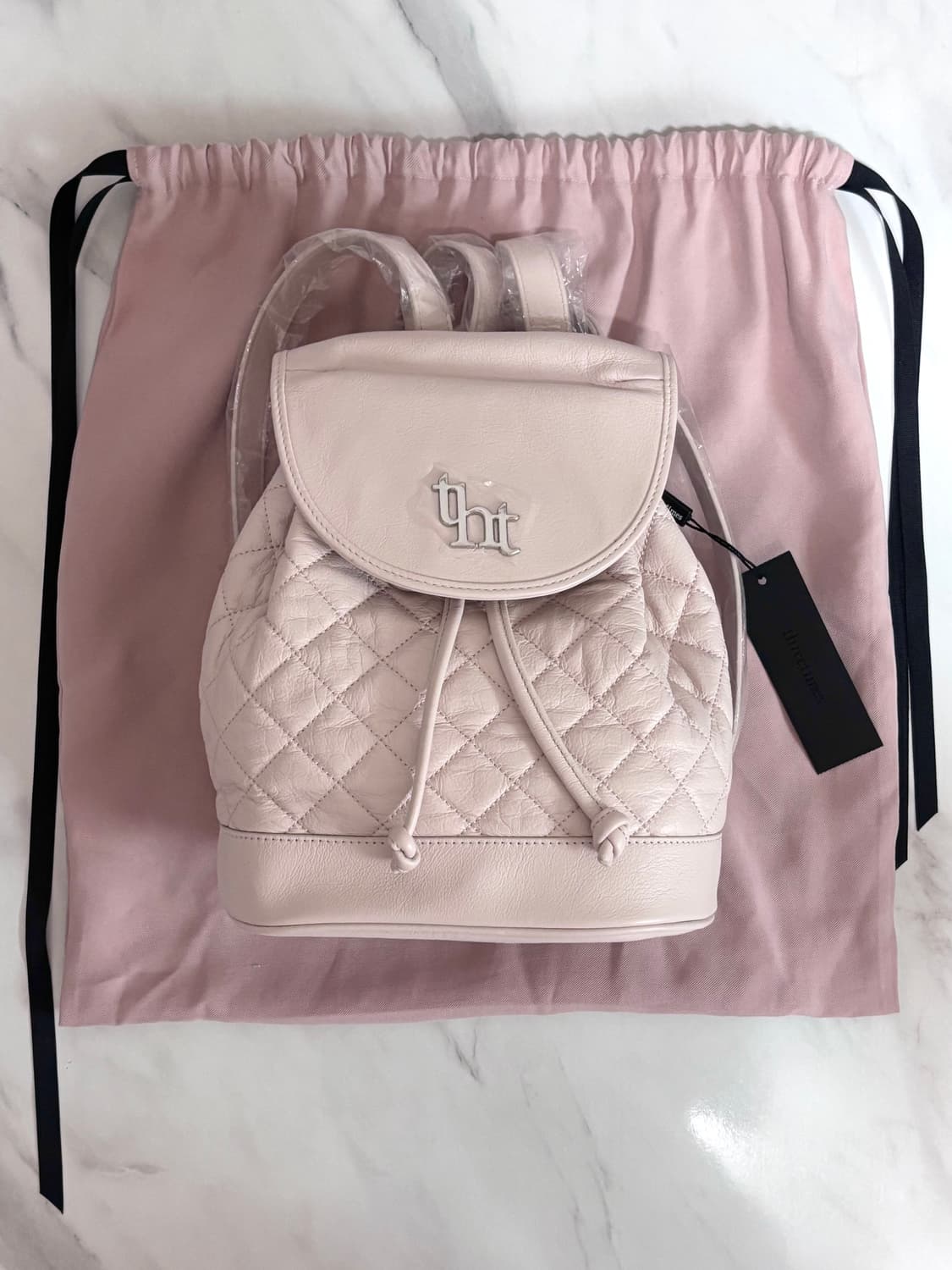 쓰리타임즈 - Acorn quilted backpack 핑크 상품이미지2