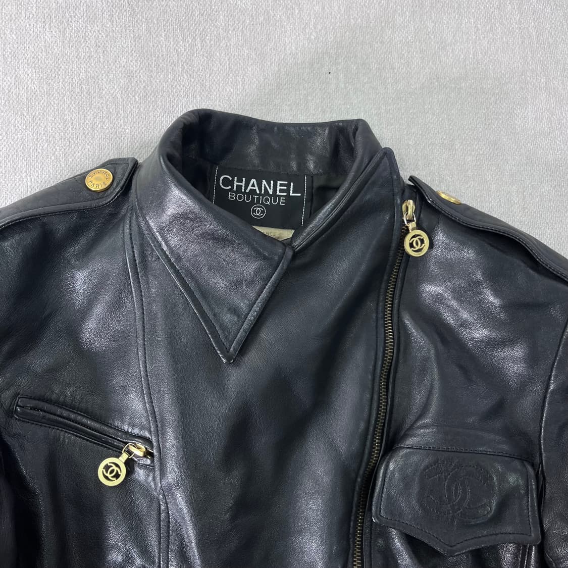 W 90 샤넬 부티크 90s 램스킨 가죽 자켓 상품이미지3