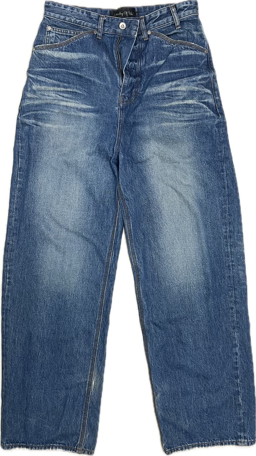 [S] STU 23SS 엠보 와이드 데님 팬츠 미드 블루 상품이미지1