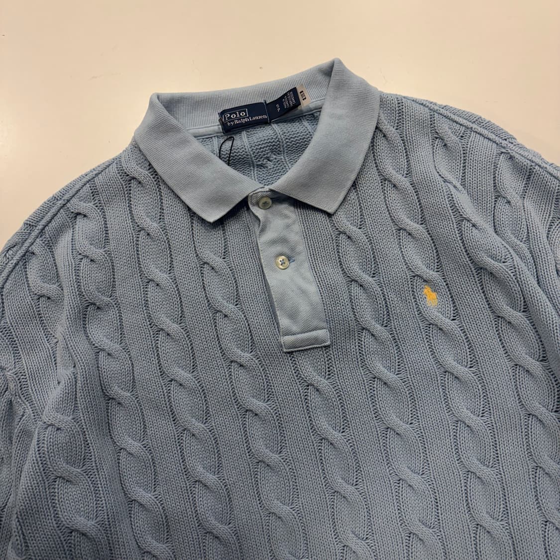 [S] 폴로 랄프로렌 신향큐알 크롭 케이블 니트 스카이블루 D253 상품이미지3