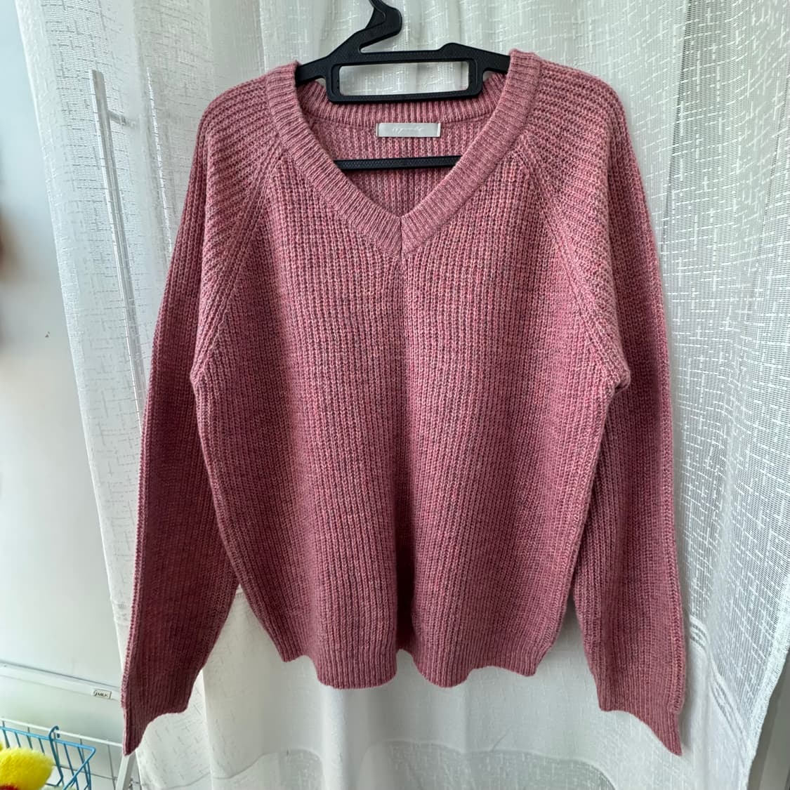 브이넥 로즈핑크 여리핏 니트 스웨터 상품이미지2