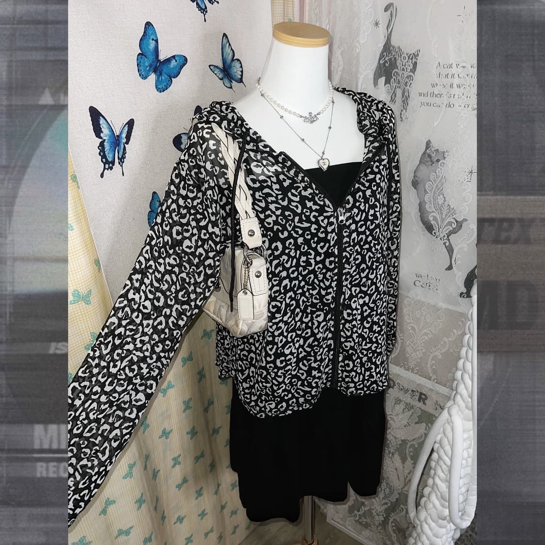 블랙 레오파드 여름 후드 집업 상품이미지5