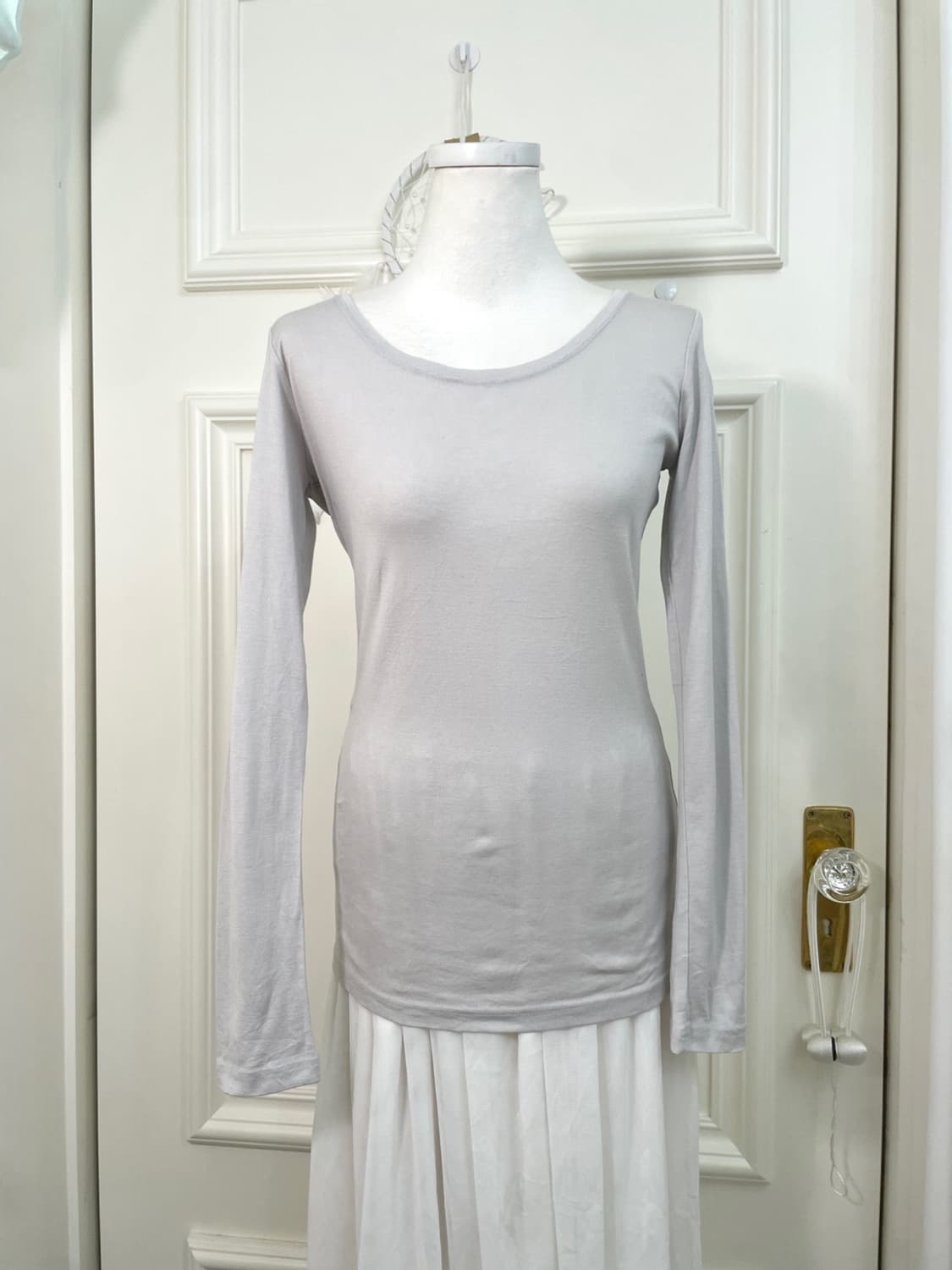 sheer lavender crochet cardigan&gray sli 상품이미지8