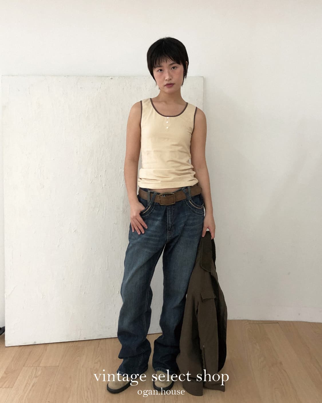 vintage contrast sleeveless top 상품이미지2