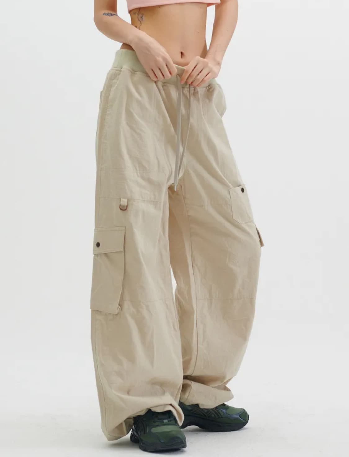러닝하이 립스탑 밴딩 카고 팬츠 [베이지] 상품이미지2