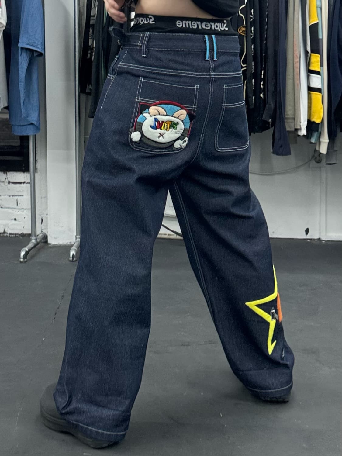 엑스톤즈 패치워크 데님팬츠 상품이미지1