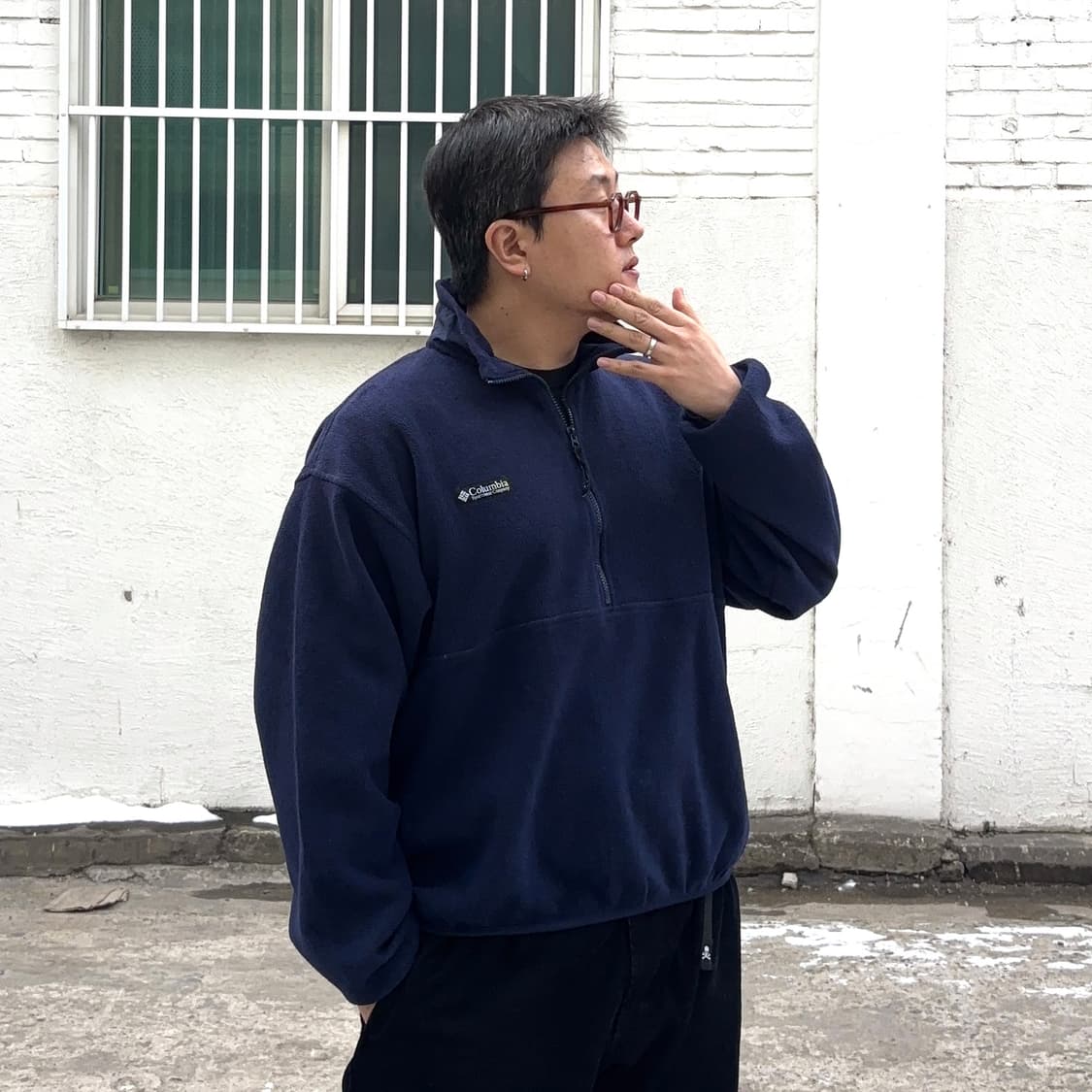 90's 컬럼비아 하프 집 풀오버 플리스 상품이미지1