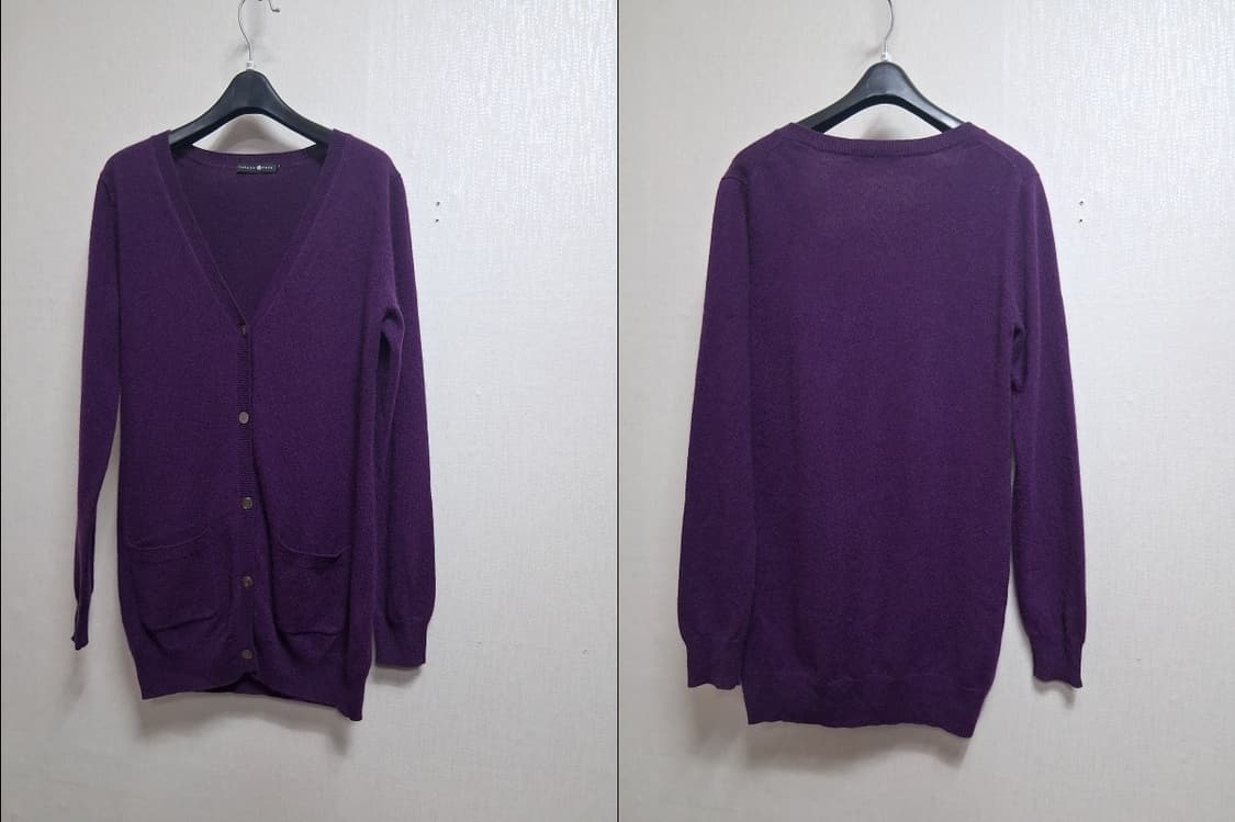 TAKASHI MAYA 캐시미어니트가디건 와이가디건 진보라 여성 55 표 상품이미지3