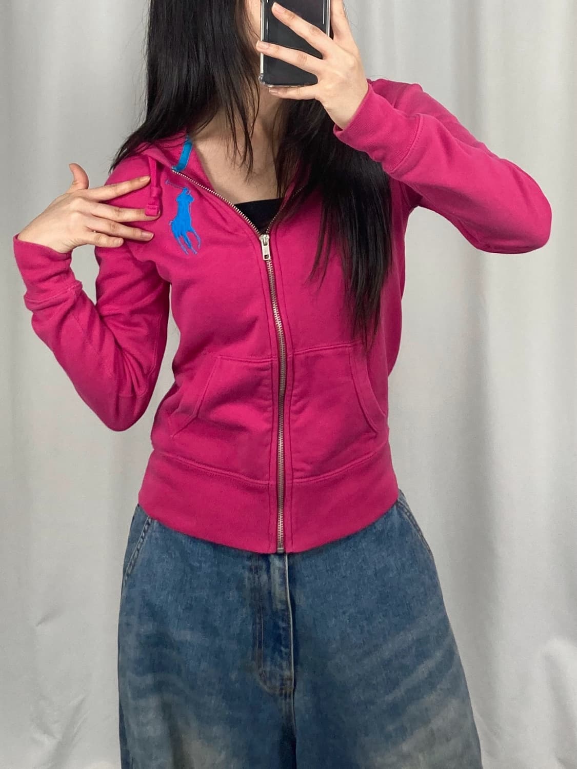 폴로 빅포니 핑크 후드집업 상품이미지2