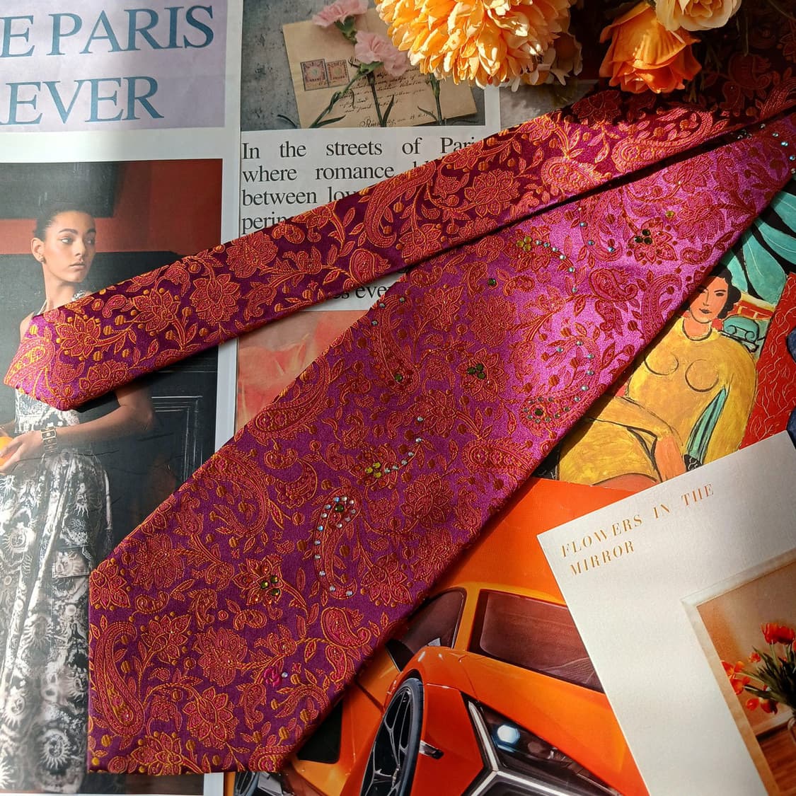 밀라숀 실크 퍼플 페이즐리 패턴 넥타이 9.5cm A+등급 A19863
 상품이미지5