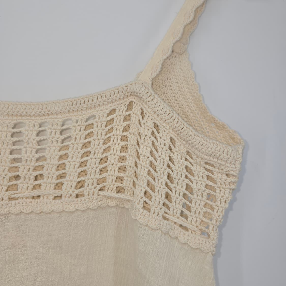 모리걸 아이보리 크로셰 레이스 끈 나시 블라우스 상품이미지9