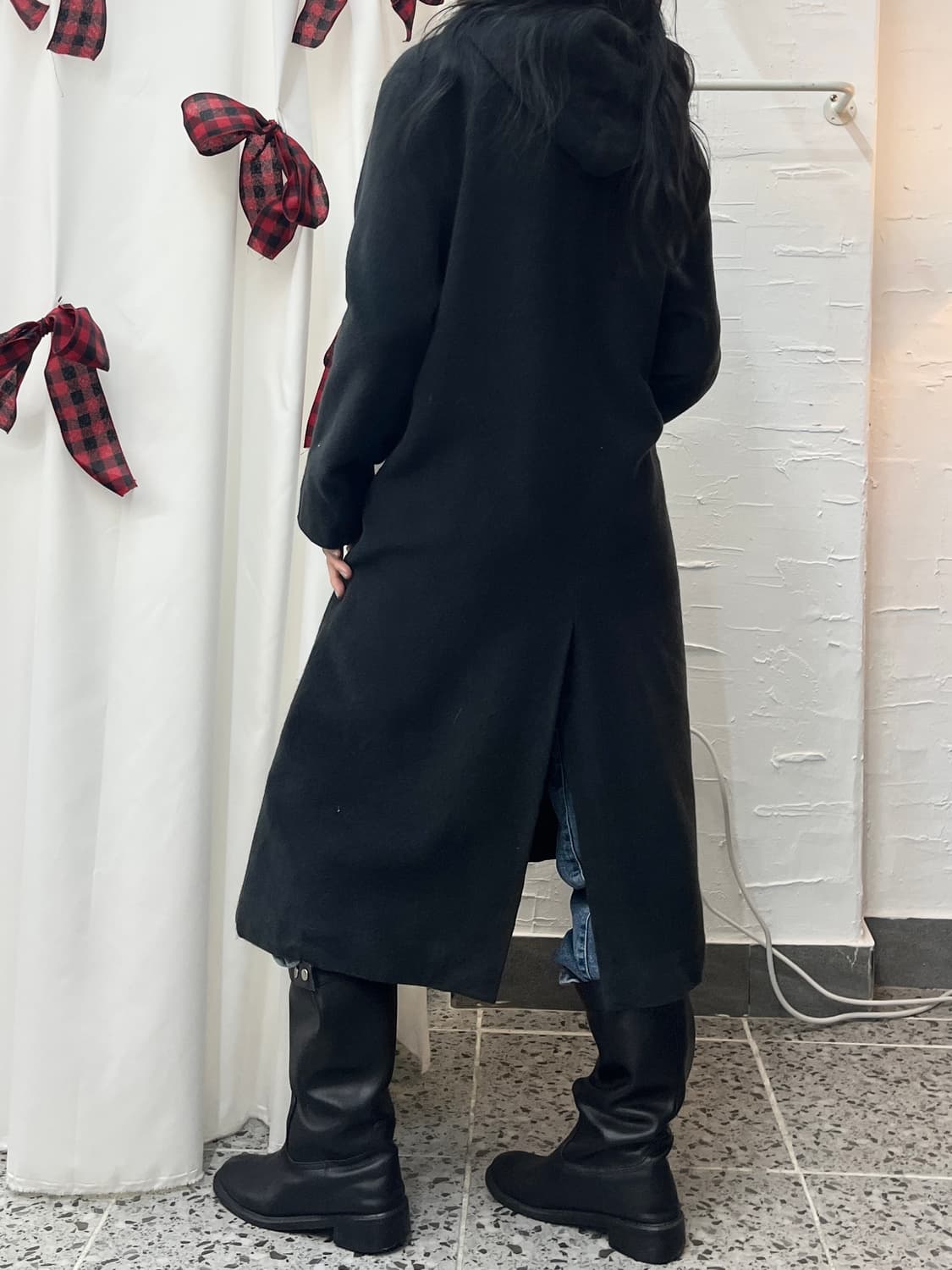 black hoodie wool coat 상품이미지4