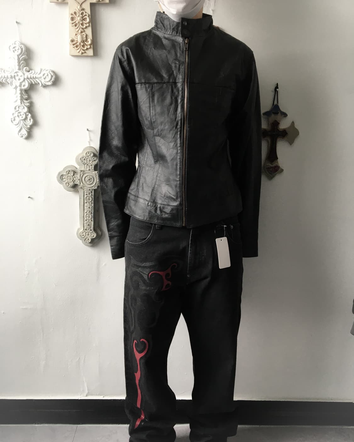 High neck leather jacket 상품이미지6