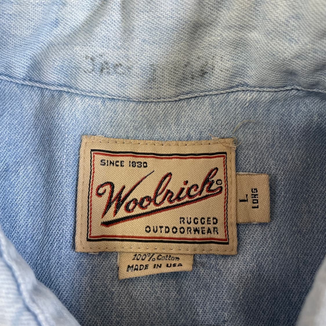 USA 울리치 원포켓 연청 데님 긴팔 셔츠 L 상품이미지4