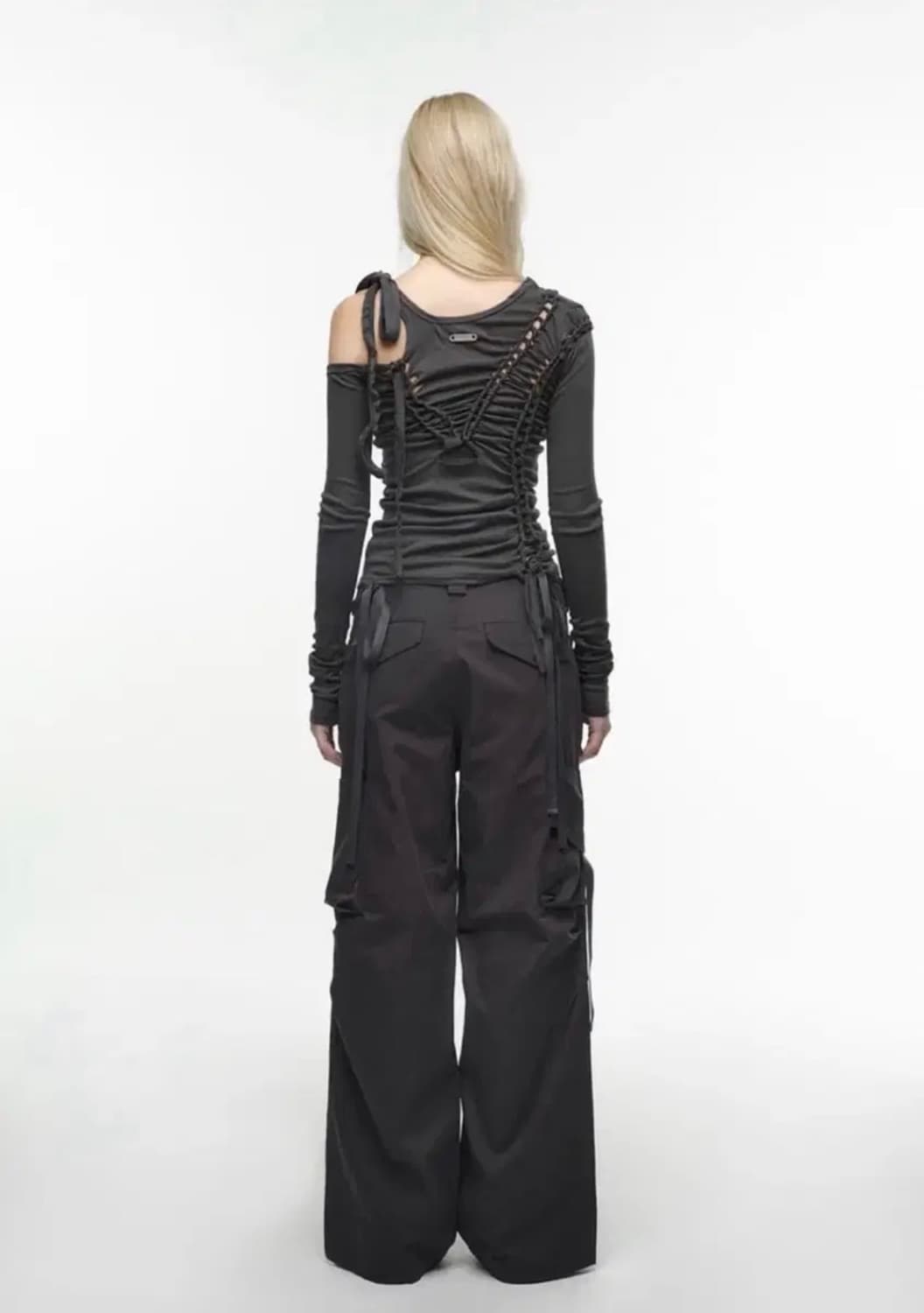 나체 nache 투피스 브레이드 롱슬리브 차콜 상품이미지3