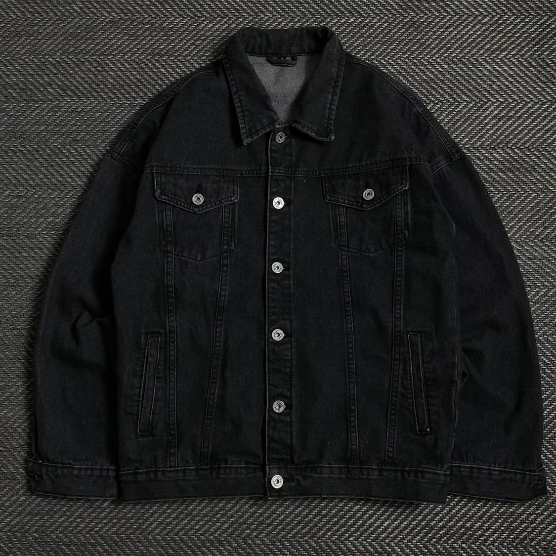 빈티지 흑청 박시핏 데님 트러커 자켓 y 3986 상품이미지2