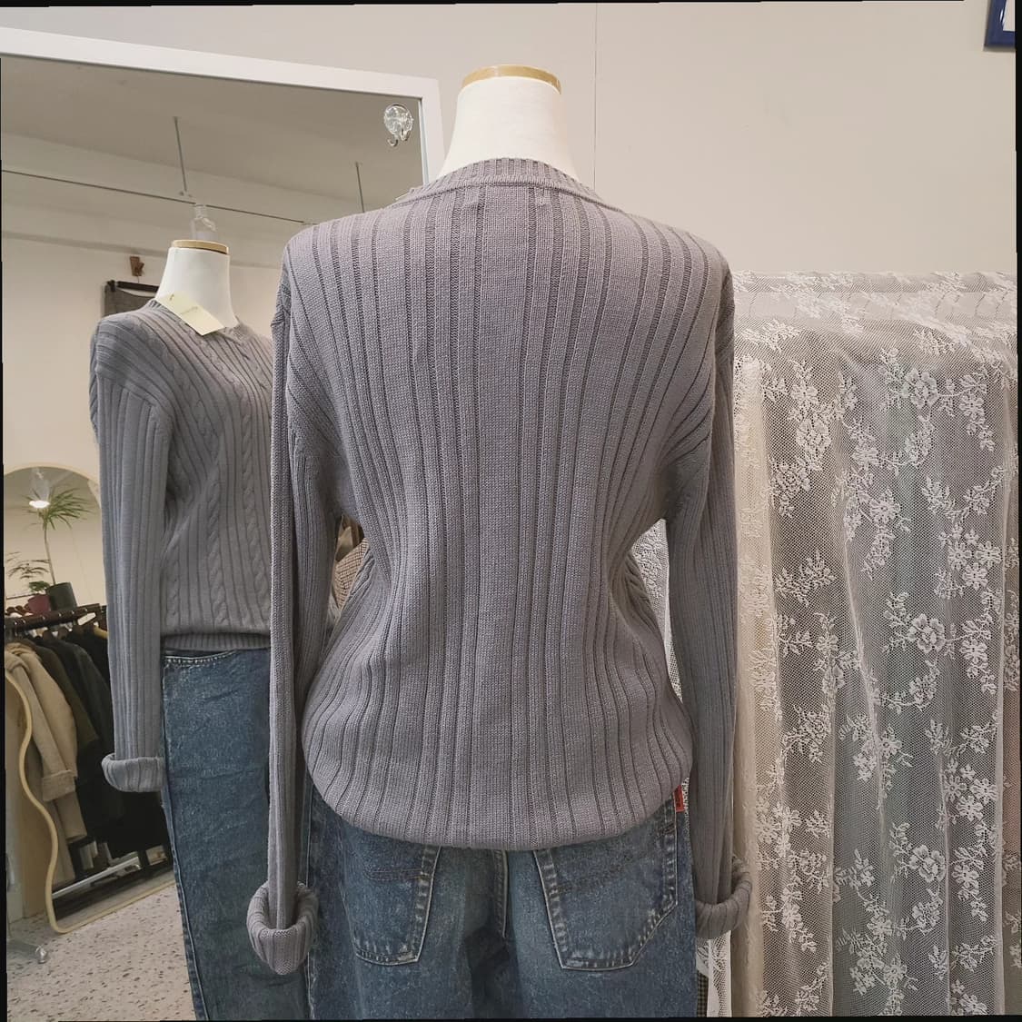 블루그레이 케이블 면니트 상품이미지9