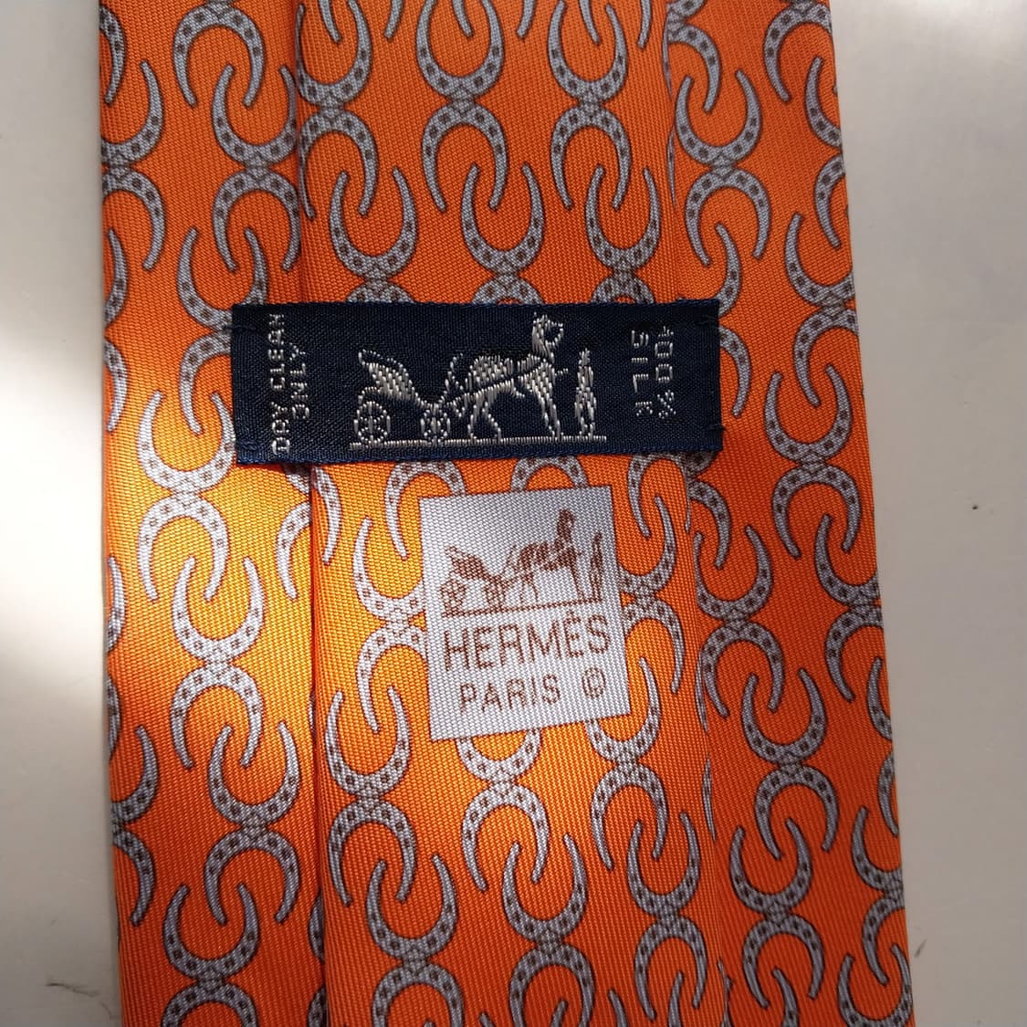 에르메스 오렌지 말발굽 자카드 넥타이 9.3cm A+등급 K2537 상품이미지8