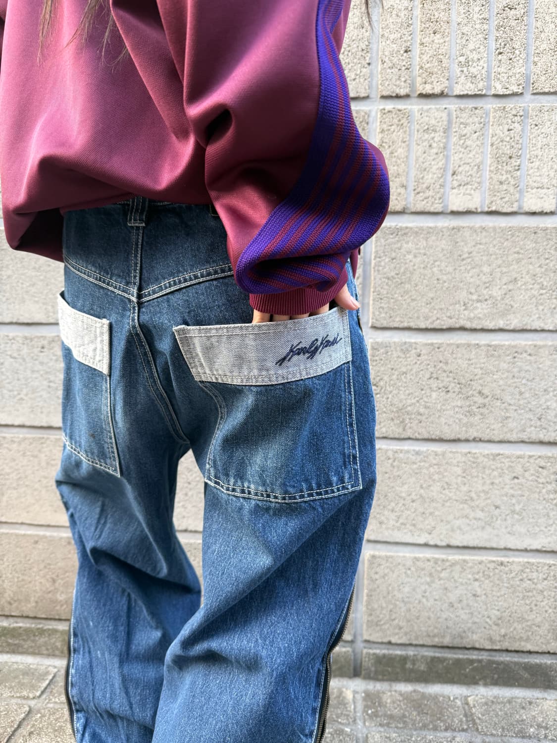 칼카니 사이드 지퍼 디테일 와이드 데님 팬츠 상품이미지10