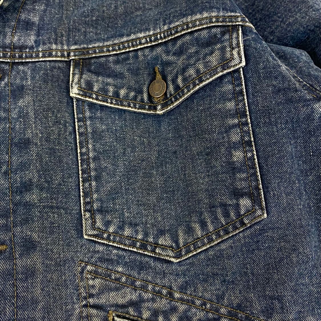 90s 갭 빈티지 레더 카라 포켓 데님 트러커 자켓 (105) 상품이미지4