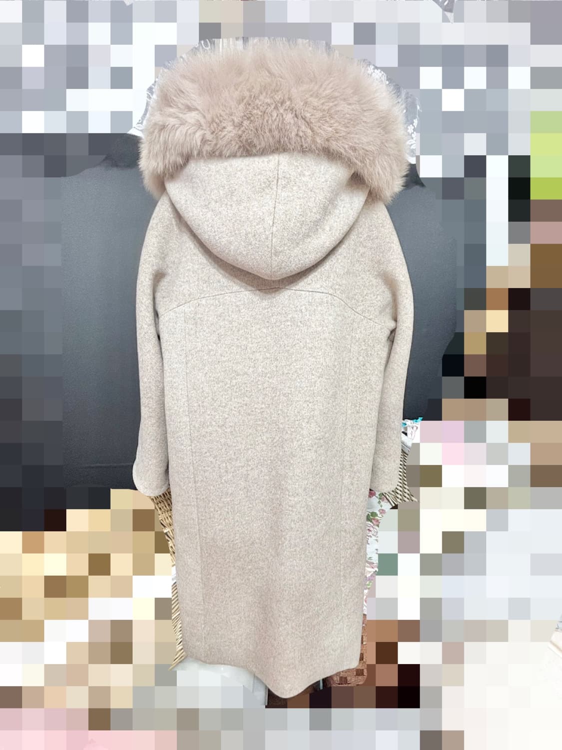 soos ㅡ 후드 모직 롱코트/천연 폭스/프리사이즈 상품이미지3