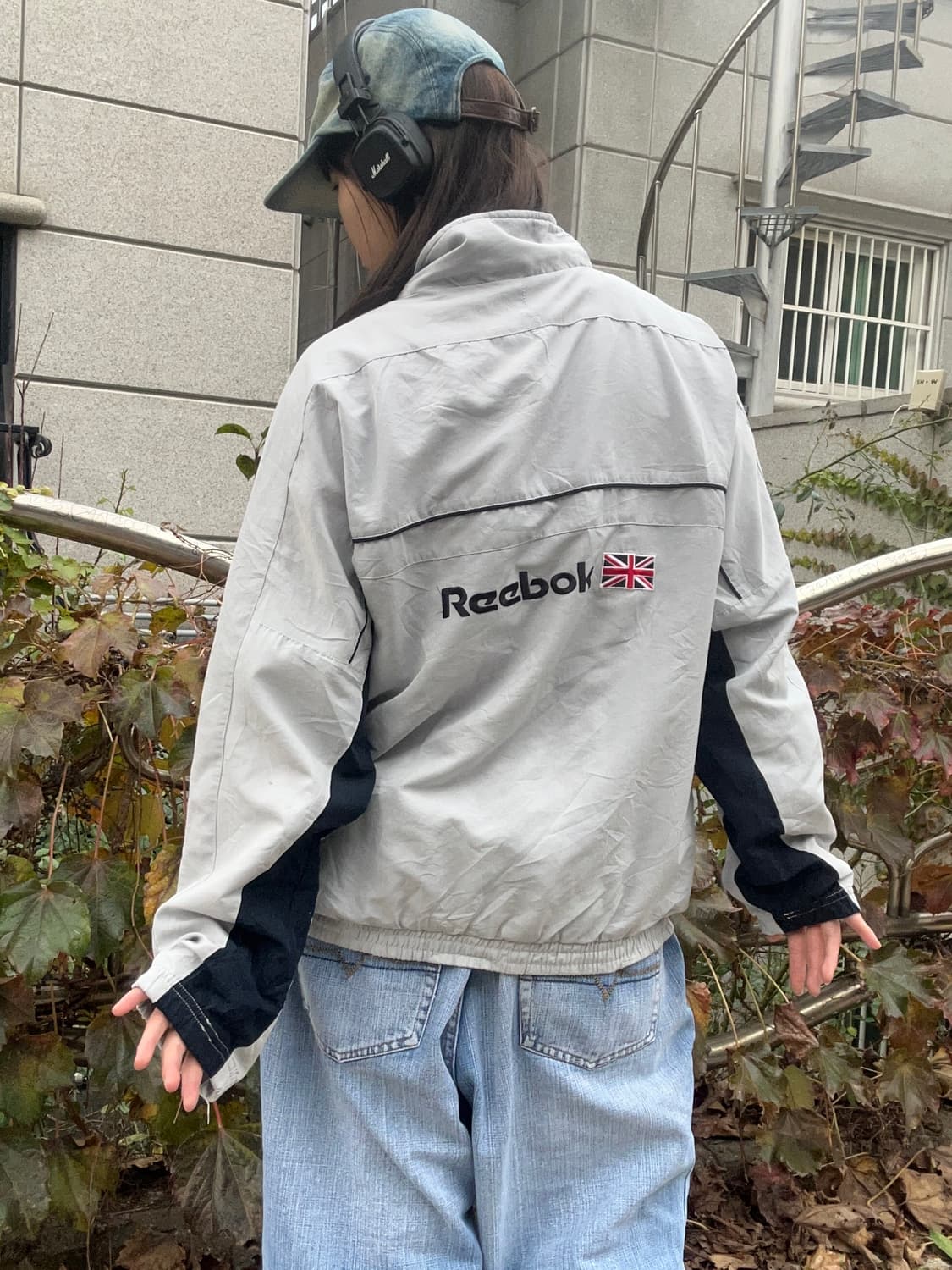 90s REEBOK 유니언잭 그레이 윈드브레이커 상품이미지1